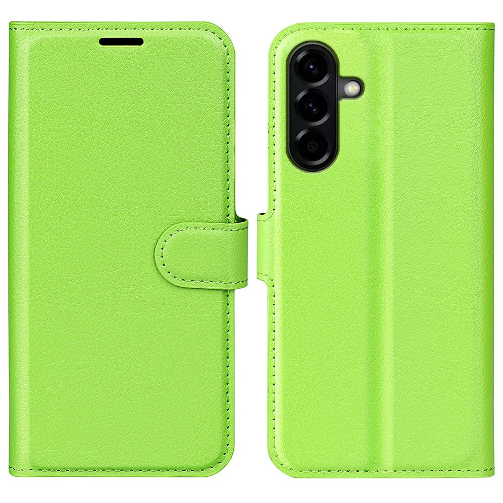 For Samsung Galaxy A57 5G Case Wallet Stand Litchi Texture Shockproof Leather Phone Cover - Green