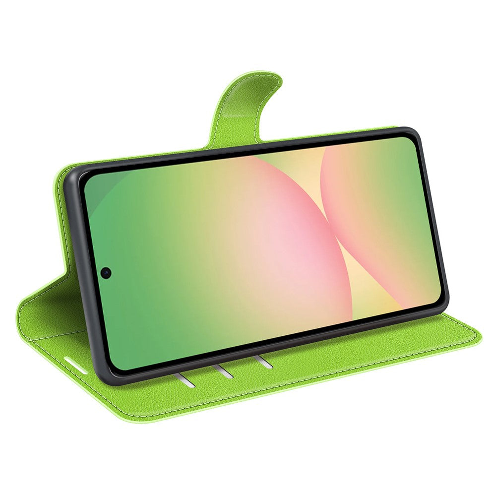 For Samsung Galaxy A57 5G Case Wallet Stand Litchi Texture Shockproof Leather Phone Cover - Green