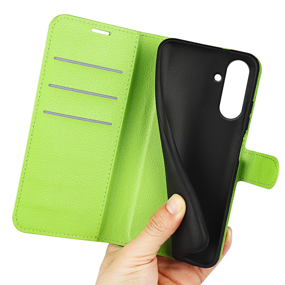 For Samsung Galaxy A57 5G Case Wallet Stand Litchi Texture Shockproof Leather Phone Cover - Green