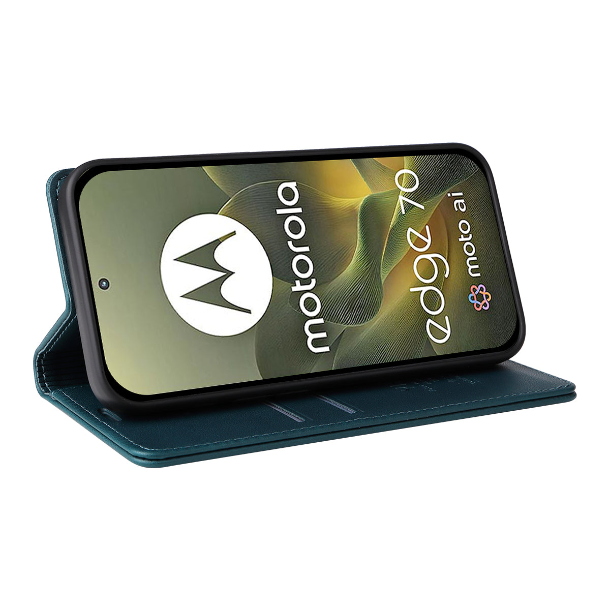 For Motorola Edge 70 5G Phone Cases YIKATU Magnetic Closure PU Leather Mobile Cover - Green