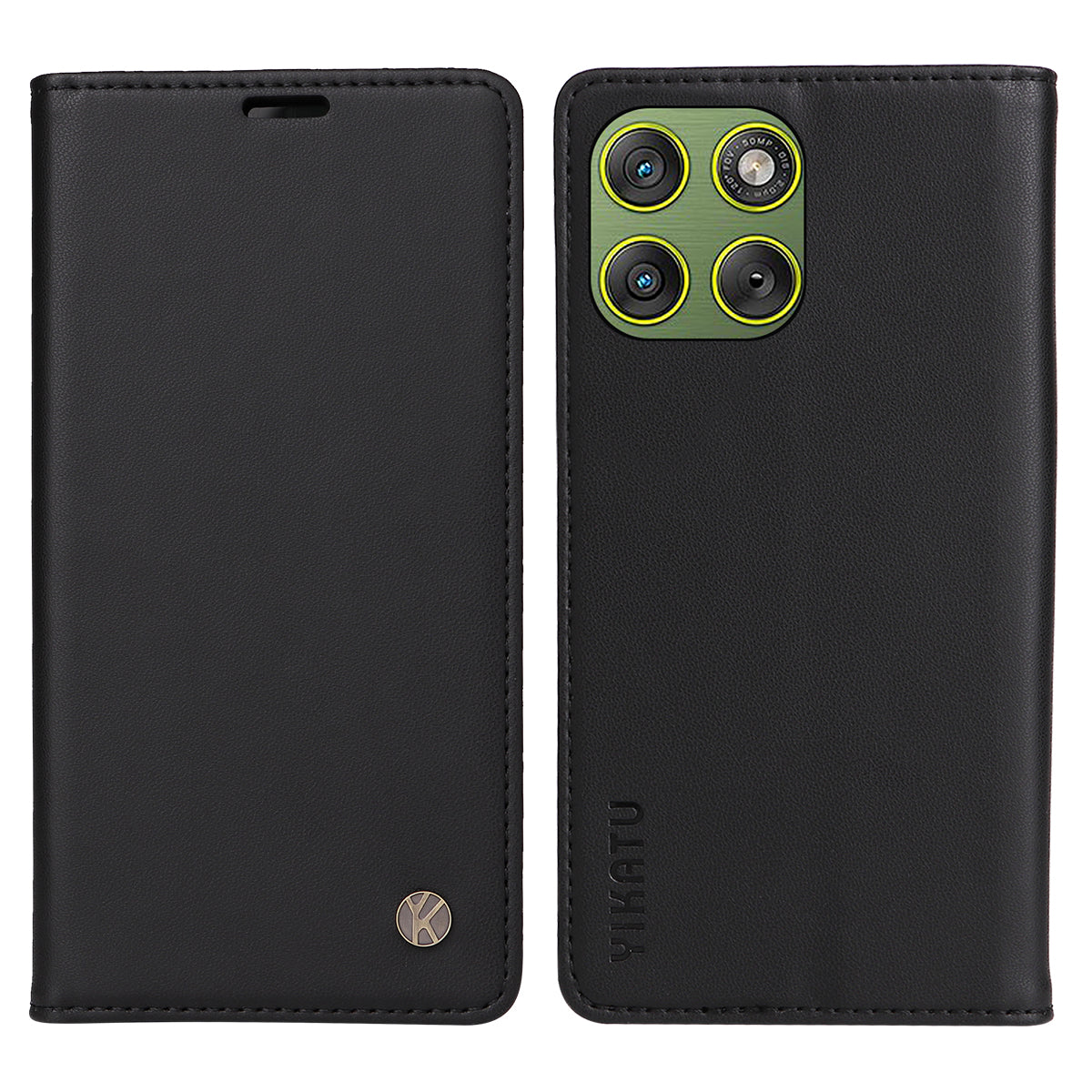 For Motorola Edge 70 5G Phone Cases YIKATU Magnetic Closure PU Leather Mobile Cover - Black