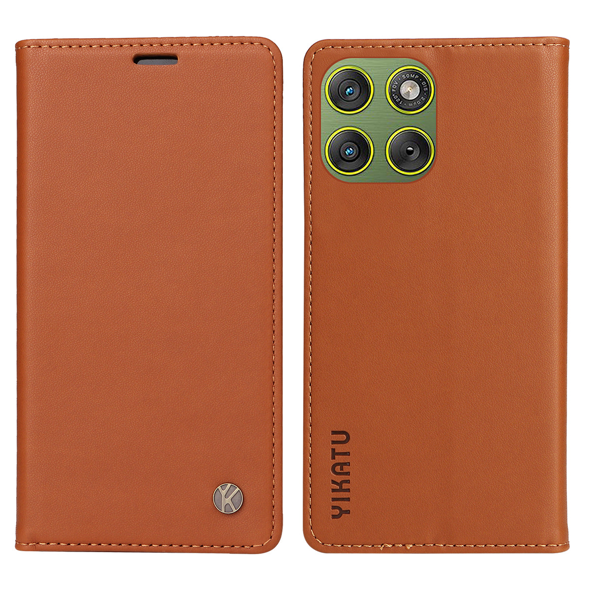 For Motorola Edge 70 5G Phone Cases YIKATU Magnetic Closure PU Leather Mobile Cover - Brown