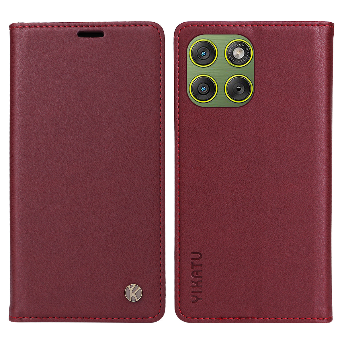 For Motorola Edge 70 5G Phone Cases YIKATU Magnetic Closure PU Leather Mobile Cover - Wine Red
