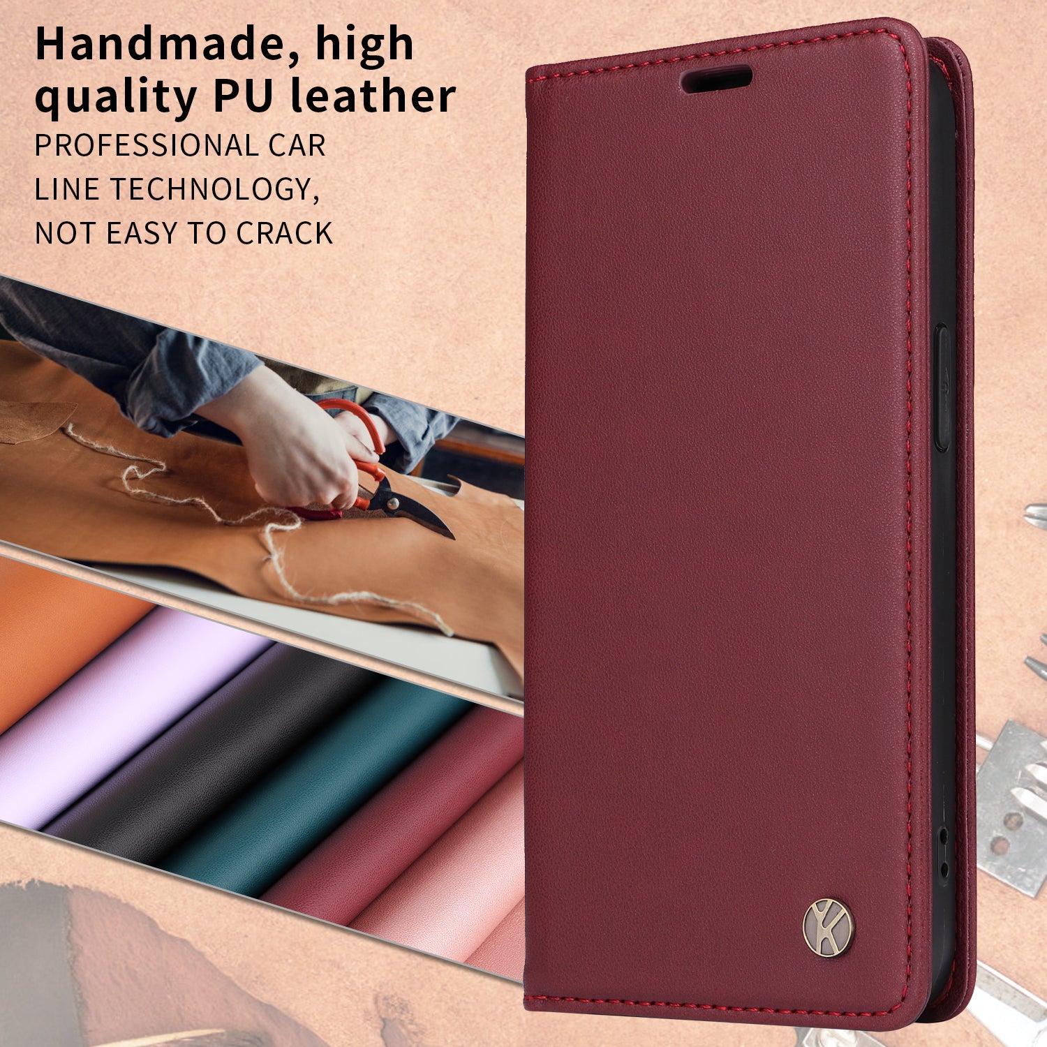 For Motorola Edge 70 5G Phone Cases YIKATU Magnetic Closure PU Leather Mobile Cover - Wine Red