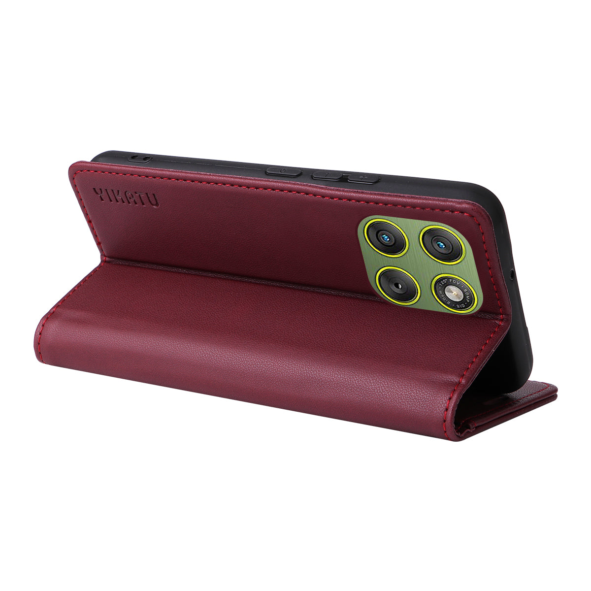 For Motorola Edge 70 5G Phone Cases YIKATU Magnetic Closure PU Leather Mobile Cover - Wine Red