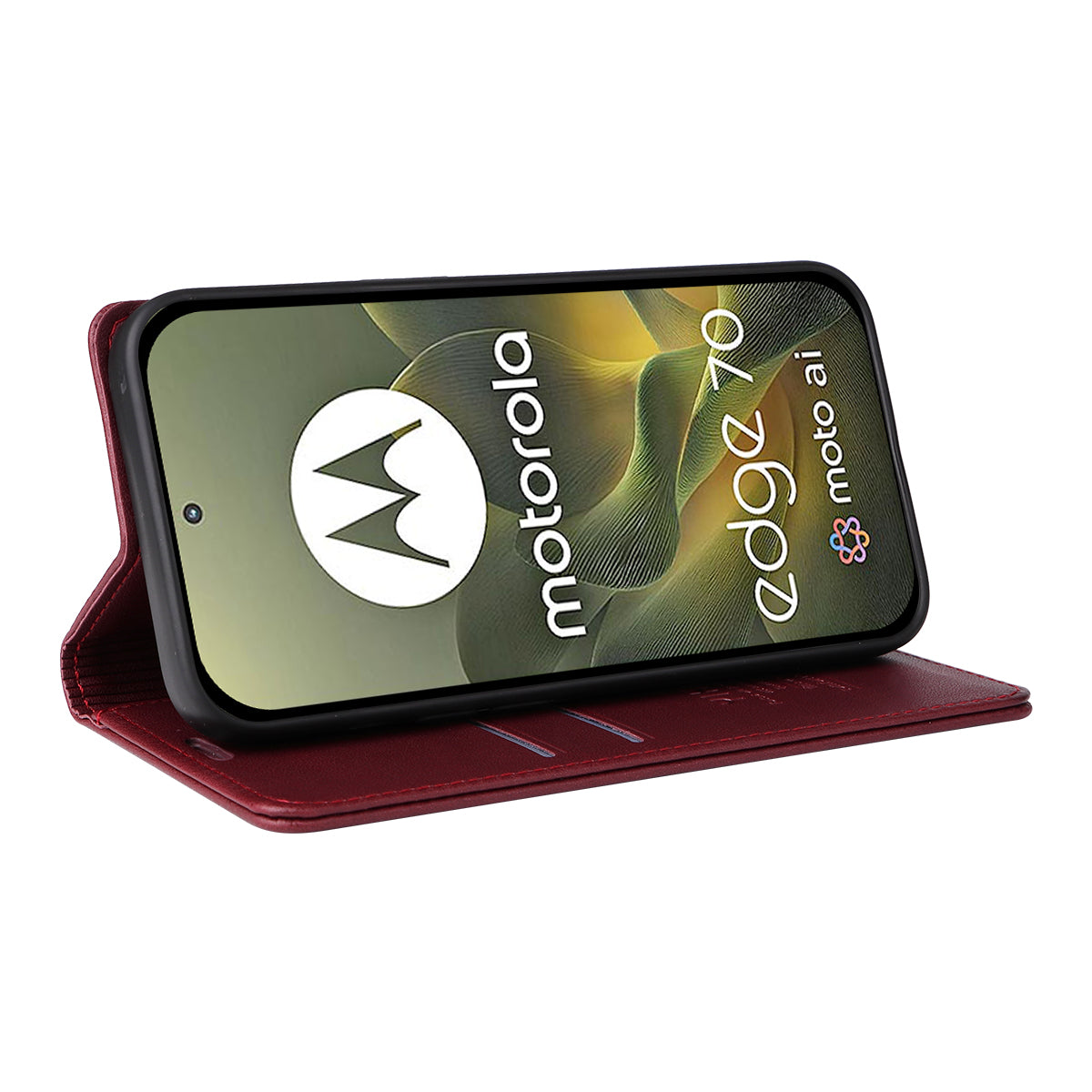 For Motorola Edge 70 5G Phone Cases YIKATU Magnetic Closure PU Leather Mobile Cover - Wine Red