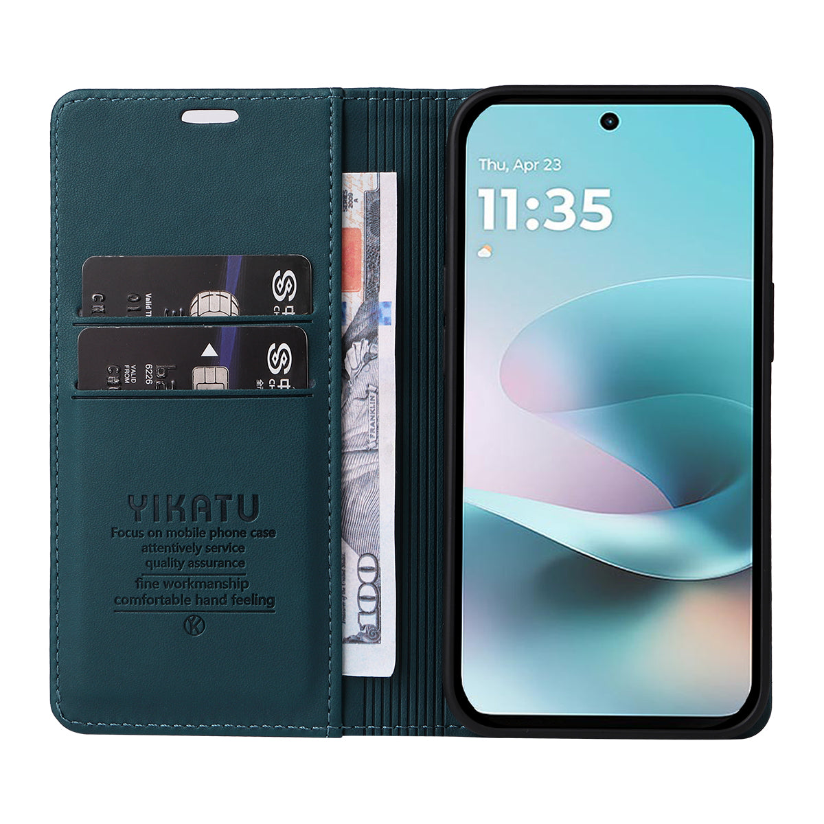 For Motorola Moto G57 Power 5G / Motorola Moto G100 5G (2025) / Motorola Moto G67 Power 5G Phone Cases YIKATU Magnetic Closure PU Leather Mobile Cover - Green