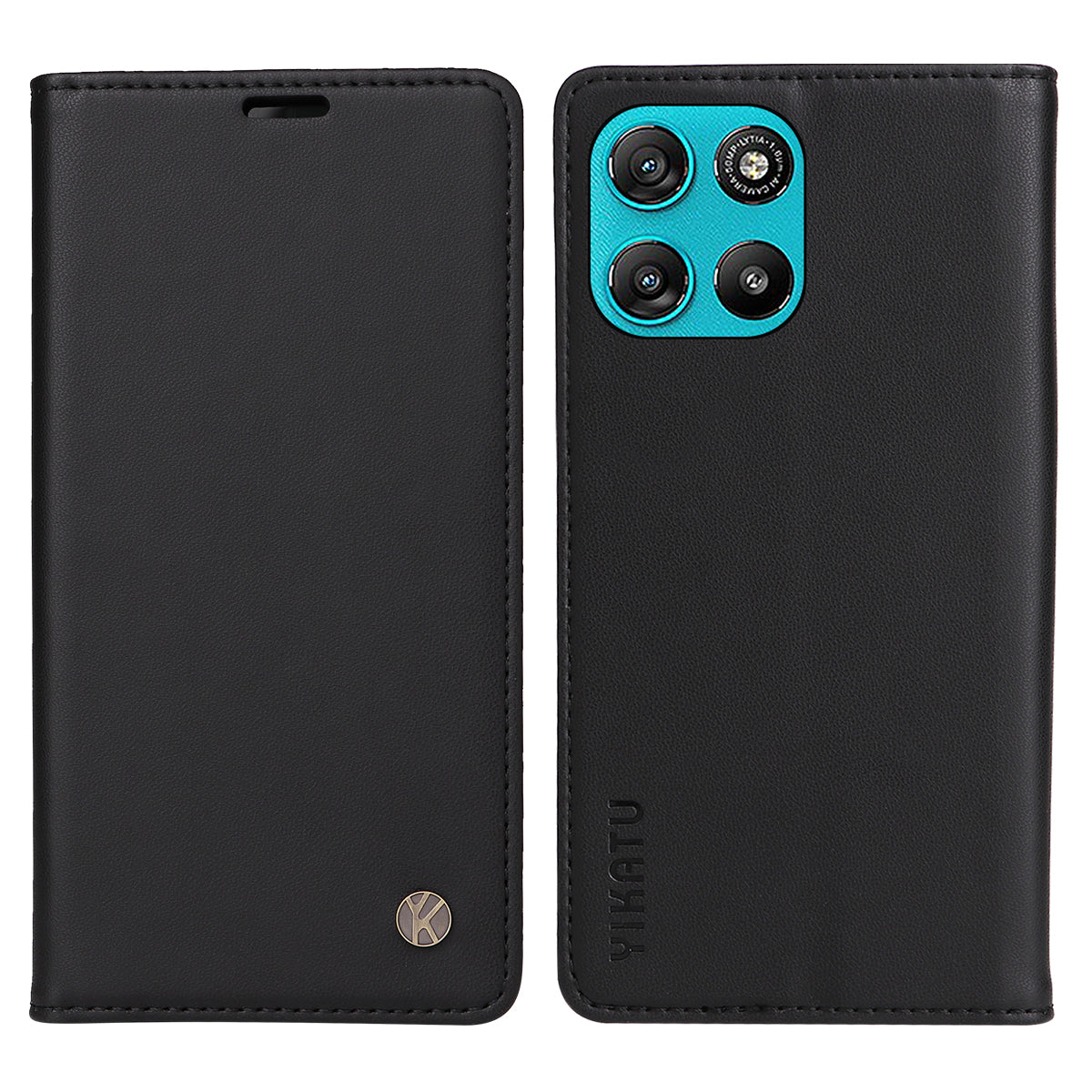 For Motorola Moto G57 Power 5G / Motorola Moto G100 5G (2025) / Motorola Moto G67 Power 5G Phone Cases YIKATU Magnetic Closure PU Leather Mobile Cover - Black