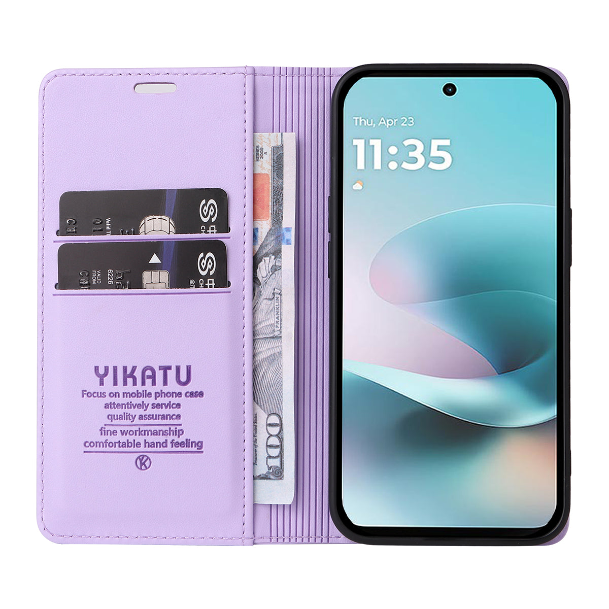 For Motorola Moto G57 Power 5G / Motorola Moto G100 5G (2025) / Motorola Moto G67 Power 5G Phone Cases YIKATU Magnetic Closure PU Leather Mobile Cover -  Light Purple