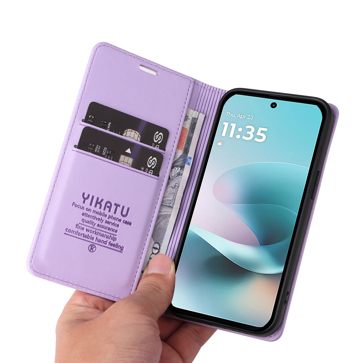 For Motorola Moto G57 Power 5G / Motorola Moto G100 5G (2025) / Motorola Moto G67 Power 5G Phone Cases YIKATU Magnetic Closure PU Leather Mobile Cover -  Light Purple