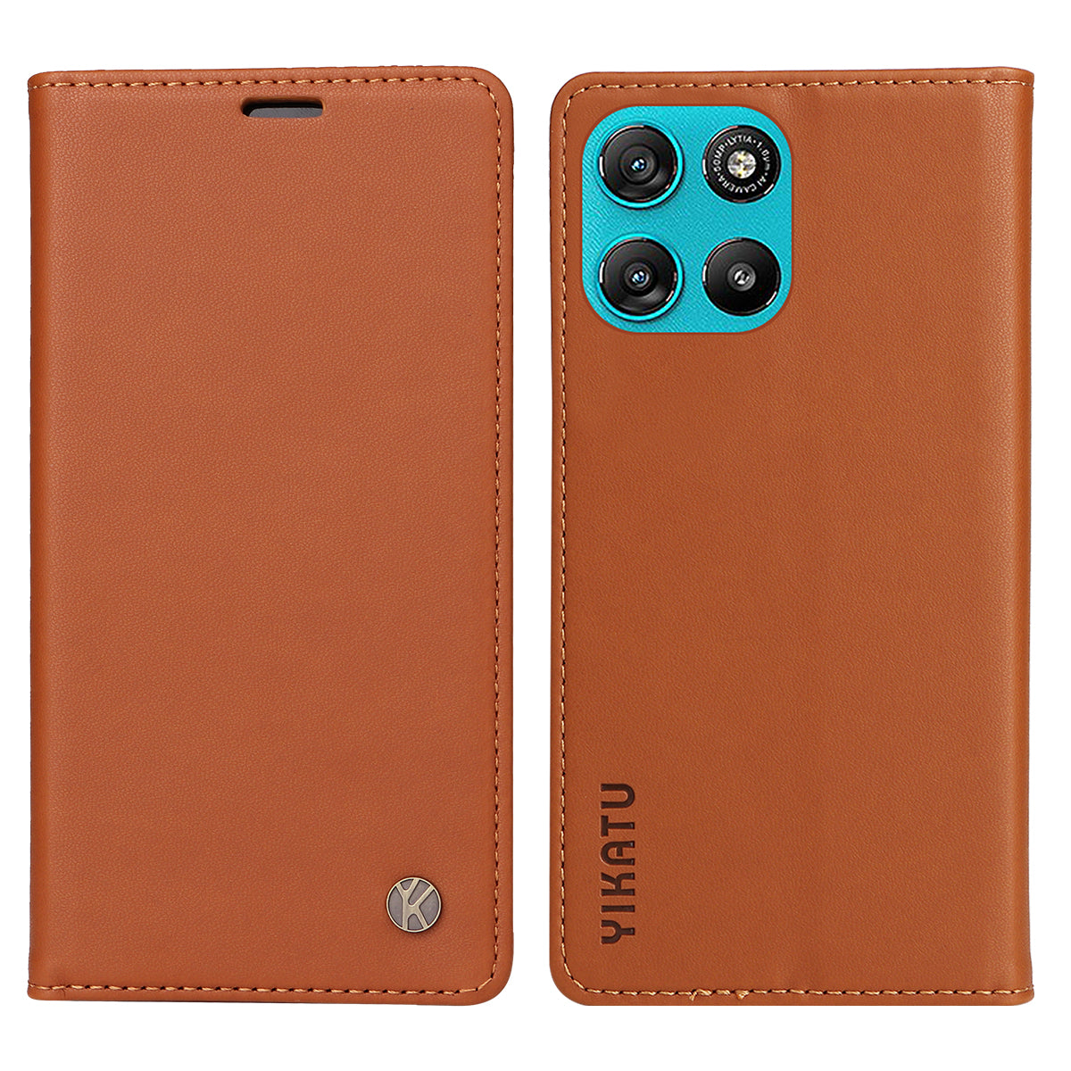 For Motorola Moto G57 Power 5G / Motorola Moto G100 5G (2025) / Motorola Moto G67 Power 5G Phone Cases YIKATU Magnetic Closure PU Leather Mobile Cover - Brown