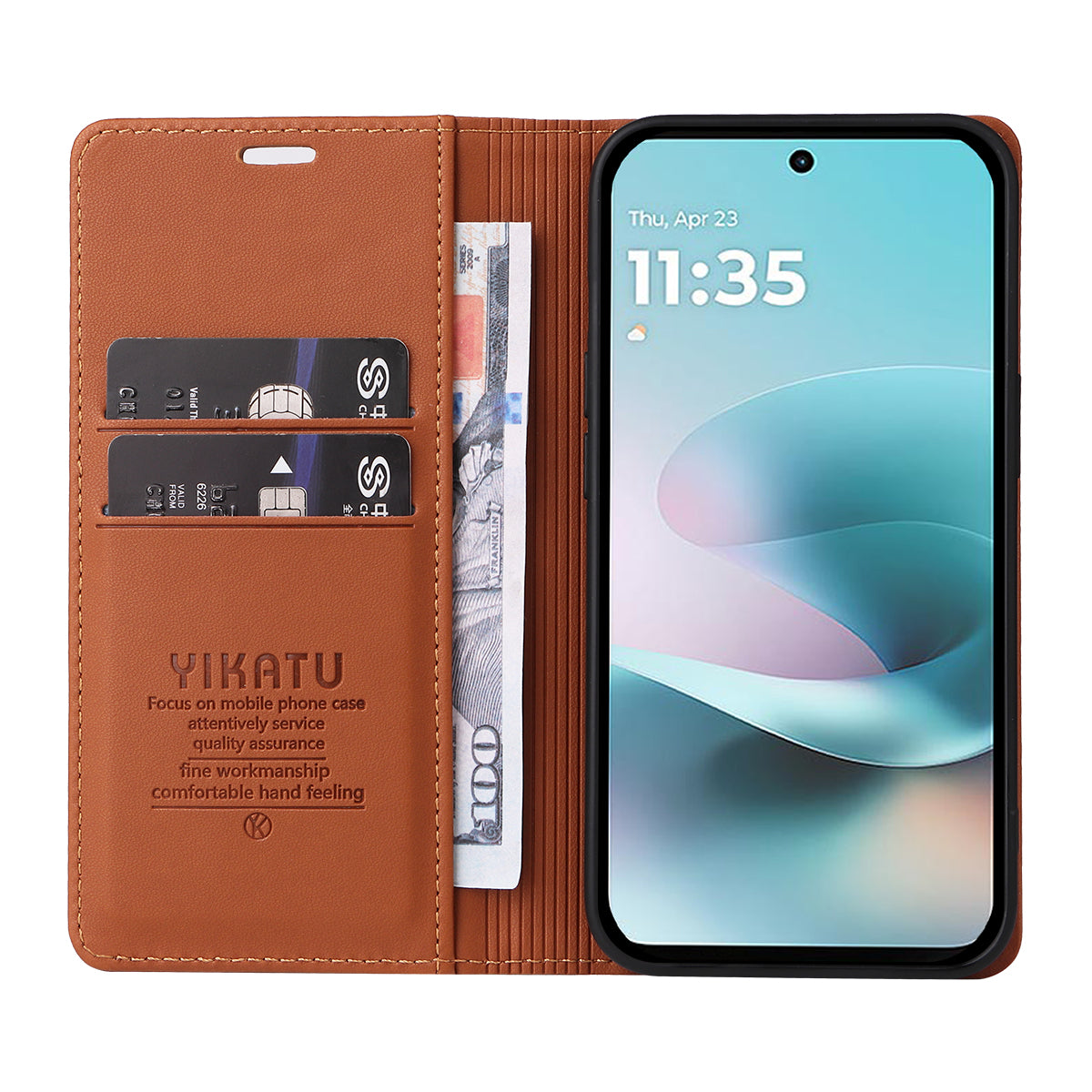 For Motorola Moto G57 Power 5G / Motorola Moto G100 5G (2025) / Motorola Moto G67 Power 5G Phone Cases YIKATU Magnetic Closure PU Leather Mobile Cover - Brown