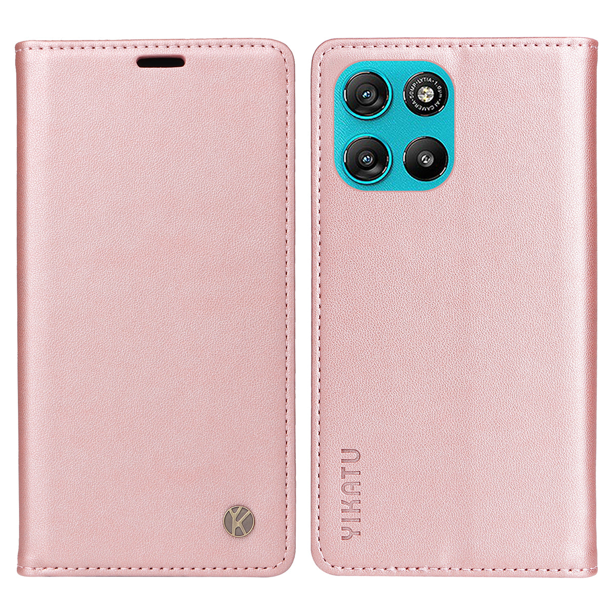 For Motorola Moto G57 Power 5G / Motorola Moto G100 5G (2025) / Motorola Moto G67 Power 5G Phone Cases YIKATU Magnetic Closure PU Leather Mobile Cover -  Rose Gold