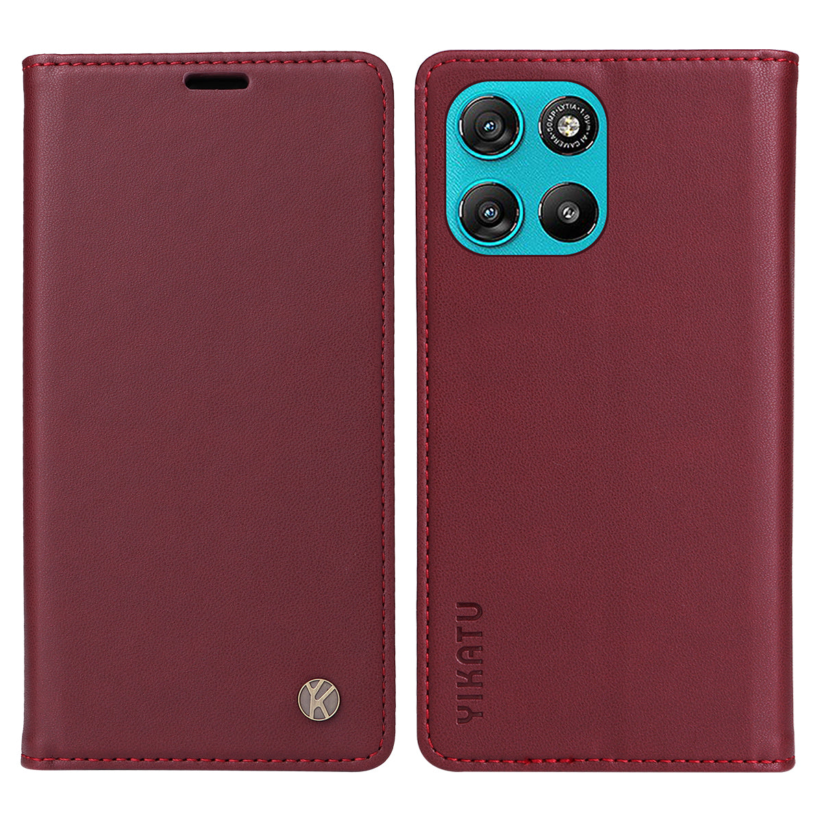For Motorola Moto G57 Power 5G / Motorola Moto G100 5G (2025) / Motorola Moto G67 Power 5G Phone Cases YIKATU Magnetic Closure PU Leather Mobile Cover - Wine Red