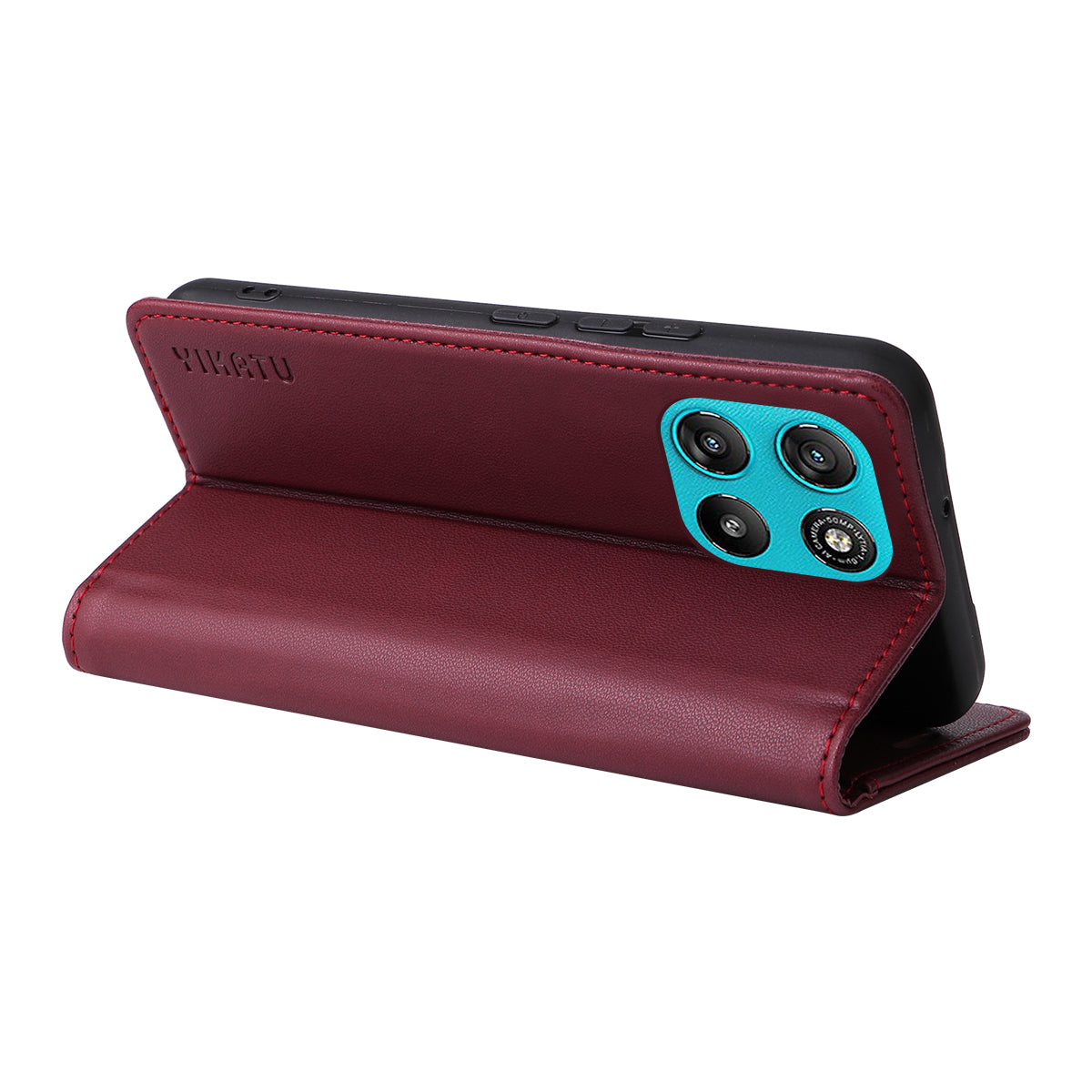 For Motorola Moto G57 Power 5G / Motorola Moto G100 5G (2025) / Motorola Moto G67 Power 5G Phone Cases YIKATU Magnetic Closure PU Leather Mobile Cover - Wine Red