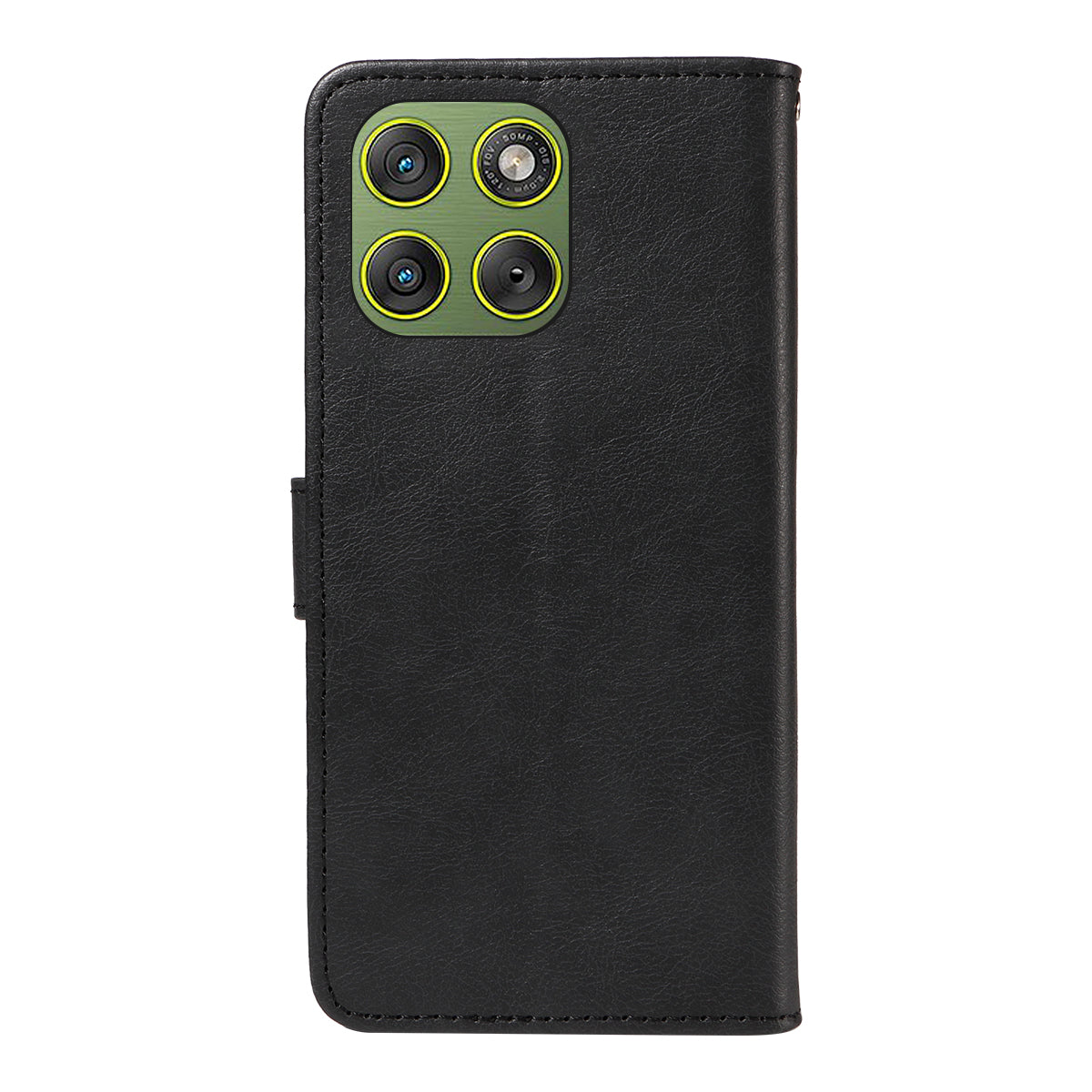 For Motorola Edge 70 5G Leather Wallet Case with Strap Solid Color Phone Stand Cover - Black