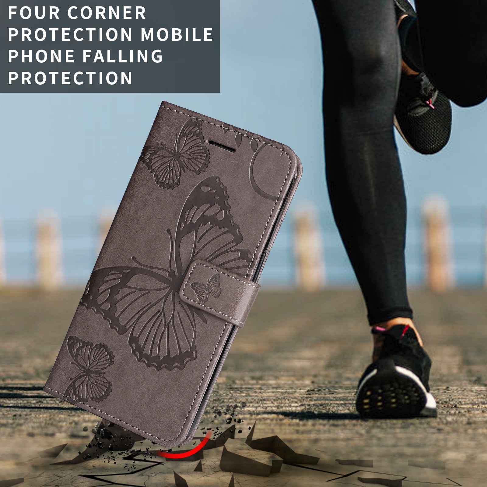 For Motorola Edge 70 5G Wallet Case Floral Butterfly Imprinted Leather Phone Cover Stand - Grey