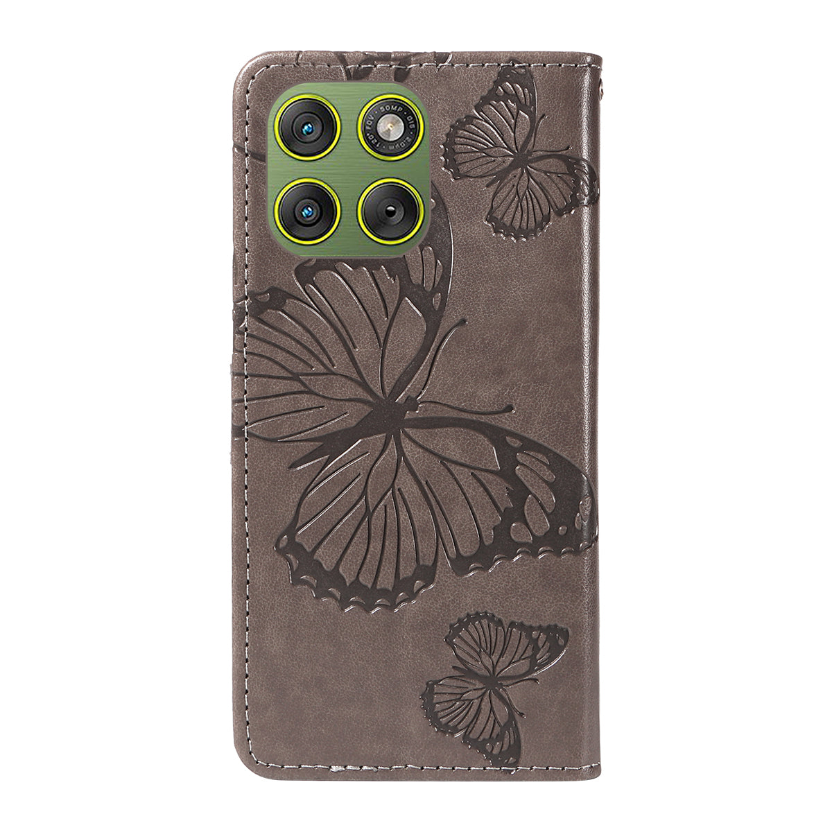 For Motorola Edge 70 5G Wallet Case Floral Butterfly Imprinted Leather Phone Cover Stand - Grey