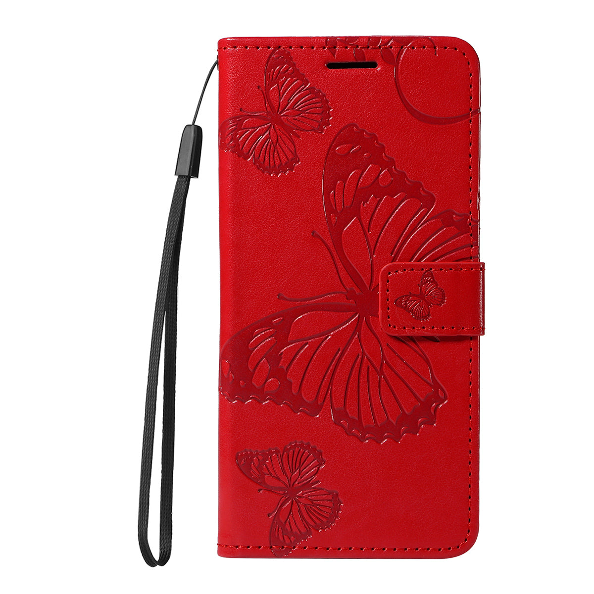 For Motorola Edge 70 5G Wallet Case Floral Butterfly Imprinted Leather Phone Cover Stand - Red