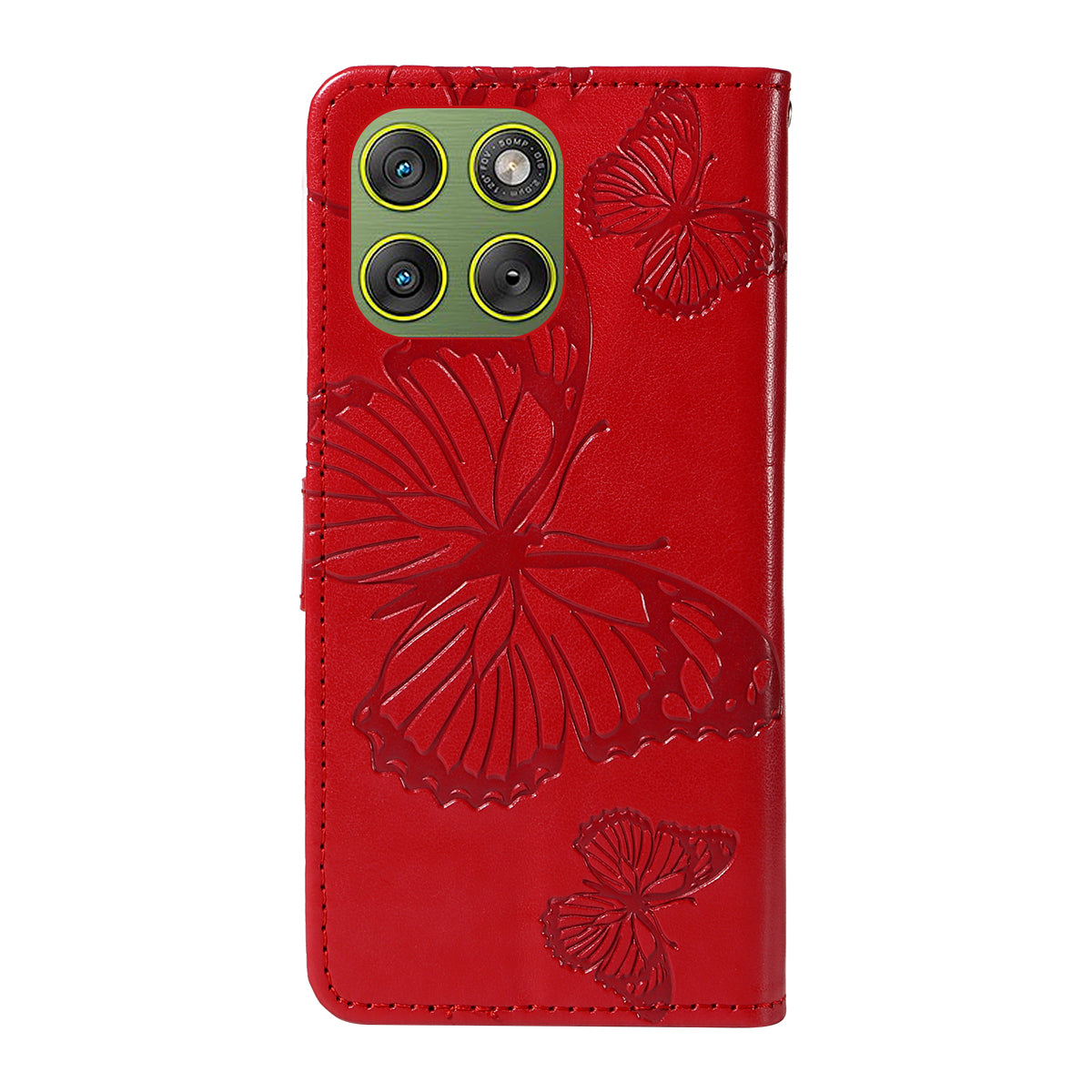 For Motorola Edge 70 5G Wallet Case Floral Butterfly Imprinted Leather Phone Cover Stand - Red