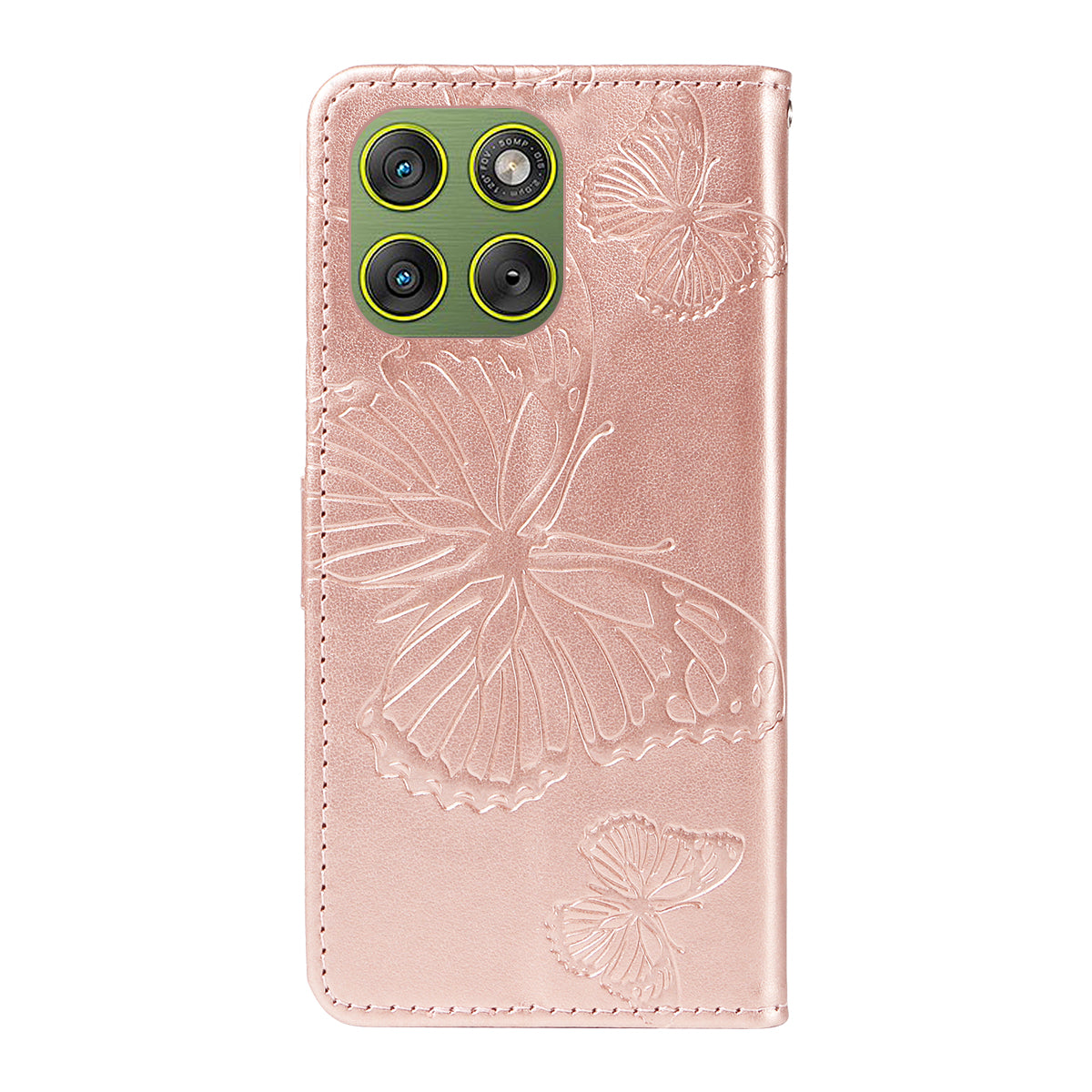 For Motorola Edge 70 5G Wallet Case Floral Butterfly Imprinted Leather Phone Cover Stand -  Rose Gold