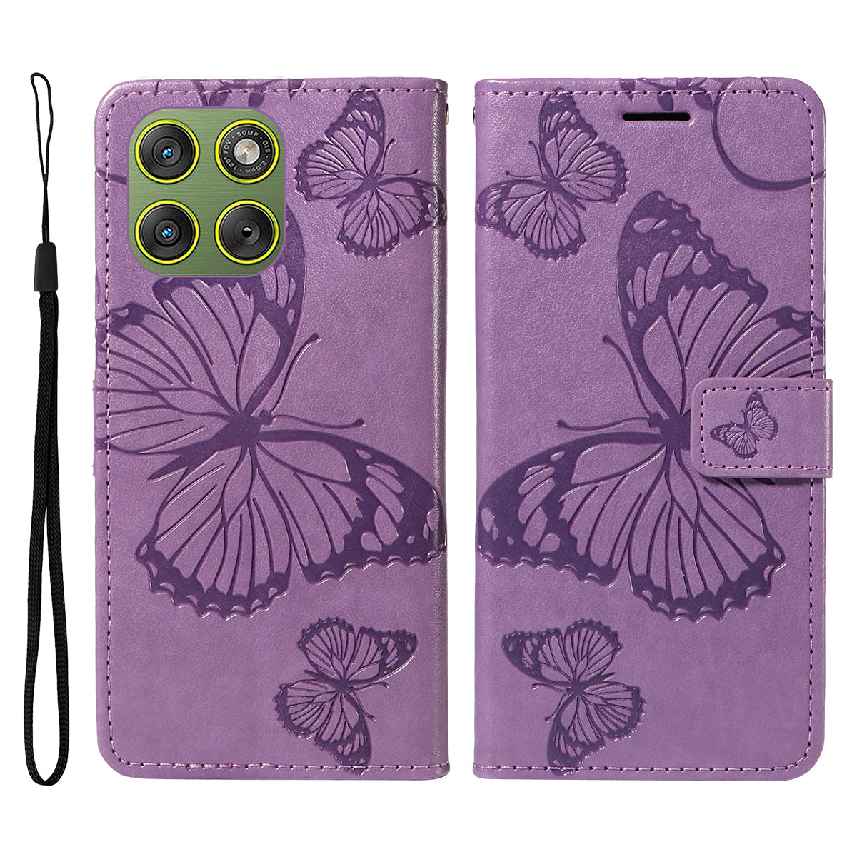 For Motorola Edge 70 5G Wallet Case Floral Butterfly Imprinted Leather Phone Cover Stand - Light Purple