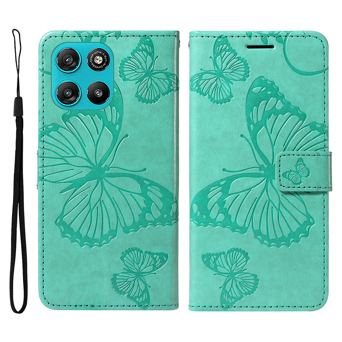 For Motorola Moto G57 Power 5G / Motorola Moto G100 5G (2025) / Motorola Moto G67 Power 5G Wallet Case Floral Butterfly Imprinted Leather Phone Cover Stand -  Green