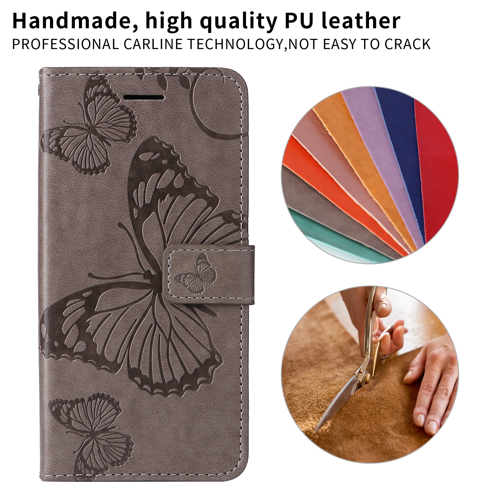 For Motorola Moto G57 Power 5G / Motorola Moto G100 5G (2025) / Motorola Moto G67 Power 5G Wallet Case Floral Butterfly Imprinted Leather Phone Cover Stand - Grey