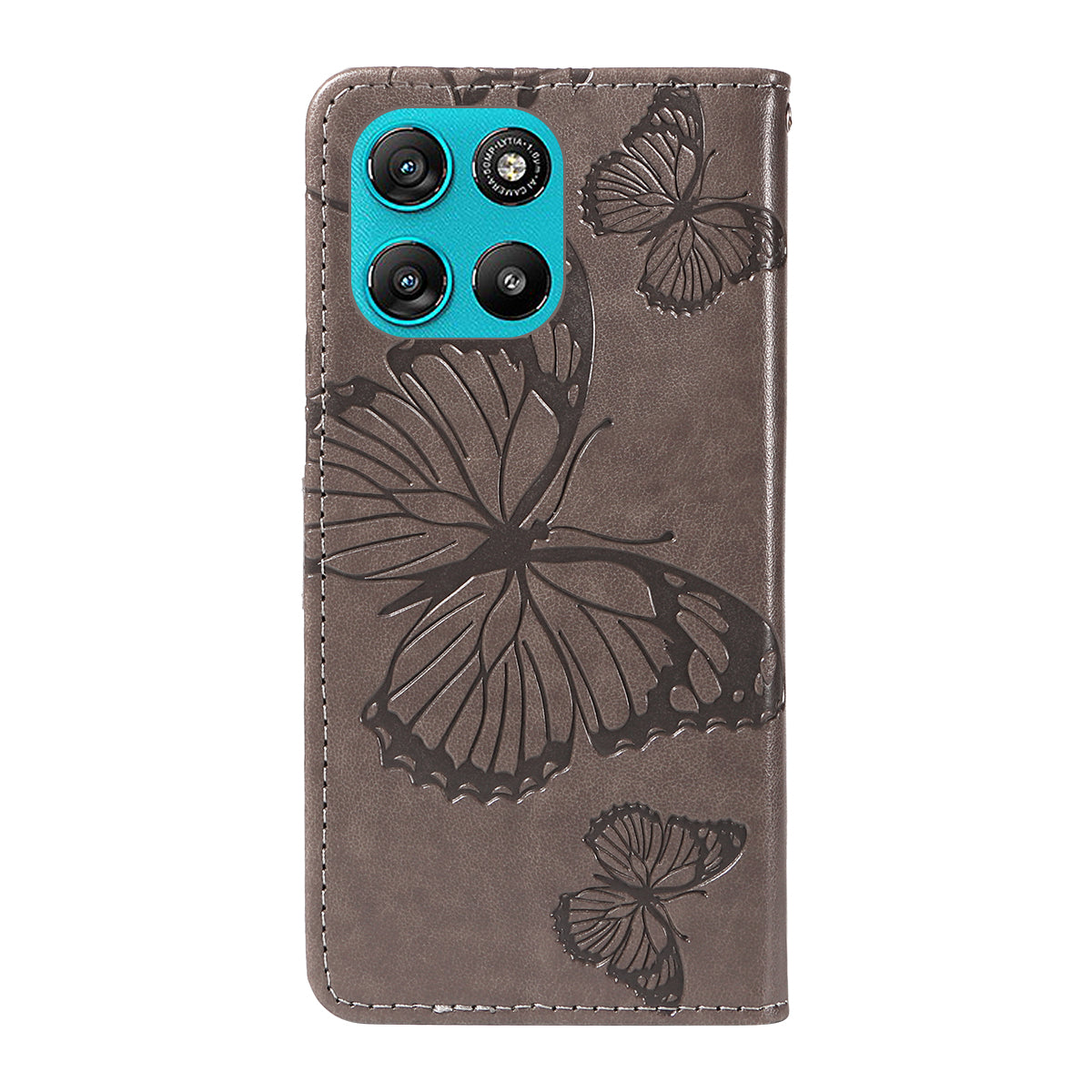 For Motorola Moto G57 Power 5G / Motorola Moto G100 5G (2025) / Motorola Moto G67 Power 5G Wallet Case Floral Butterfly Imprinted Leather Phone Cover Stand - Grey