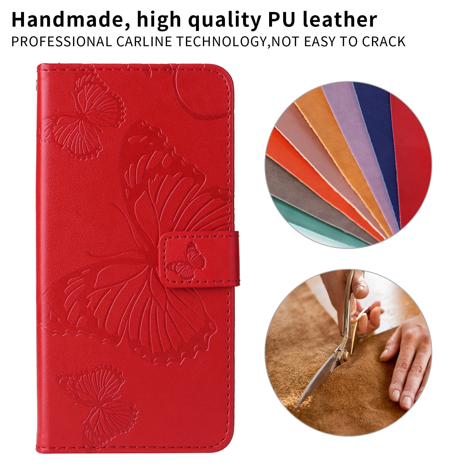For Motorola Moto G57 Power 5G / Motorola Moto G100 5G (2025) / Motorola Moto G67 Power 5G Wallet Case Floral Butterfly Imprinted Leather Phone Cover Stand - Red