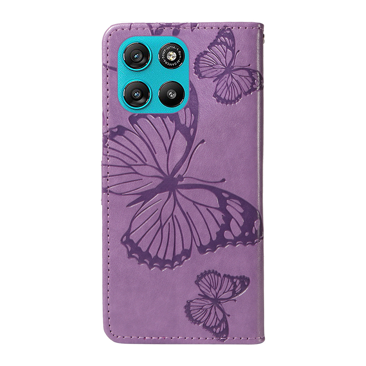 For Motorola Moto G57 Power 5G / Motorola Moto G100 5G (2025) / Motorola Moto G67 Power 5G Wallet Case Floral Butterfly Imprinted Leather Phone Cover Stand - Light Purple
