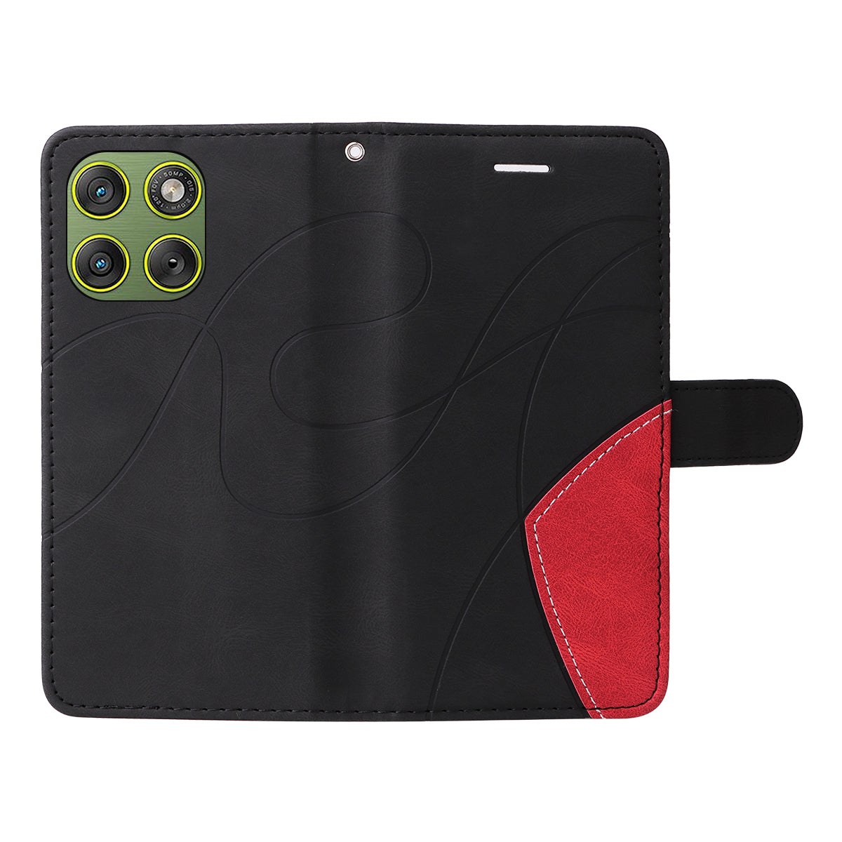 For Motorola Edge 70 5G Leather Phone Case Stand Wallet with Bi-colour Splicing Design - Black