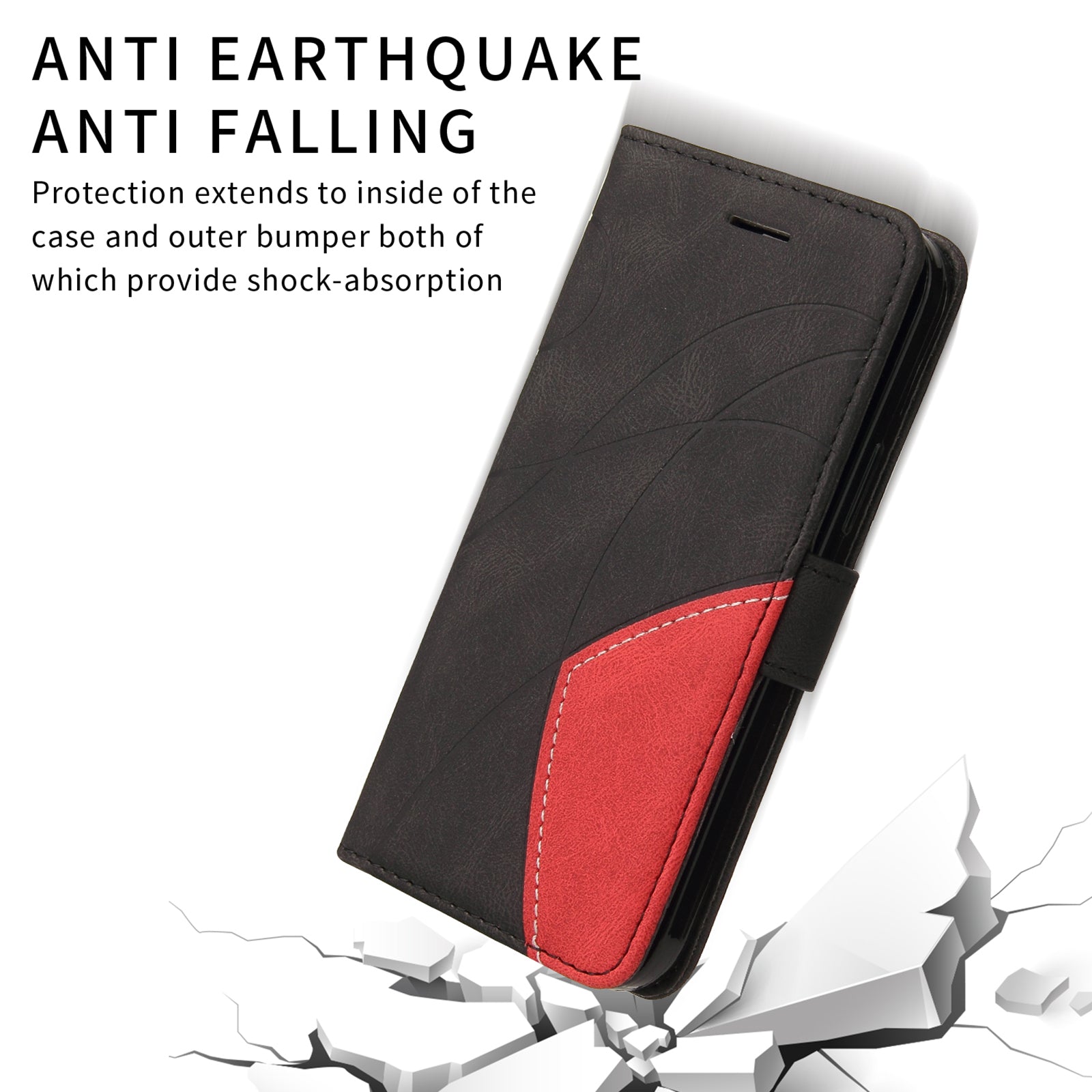 For Motorola Edge 70 5G Leather Phone Case Stand Wallet with Bi-colour Splicing Design - Black