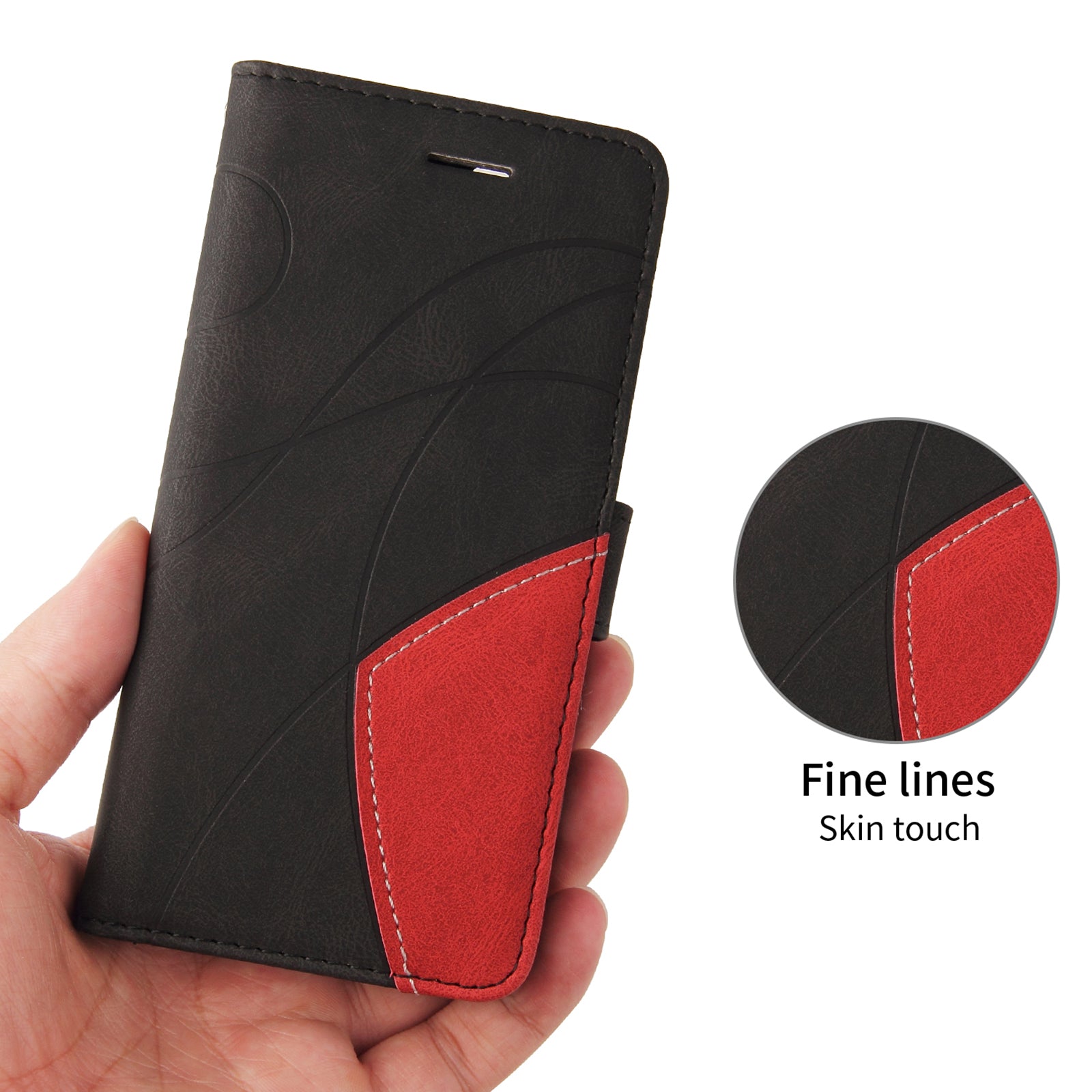 For Motorola Edge 70 5G Leather Phone Case Stand Wallet with Bi-colour Splicing Design - Black