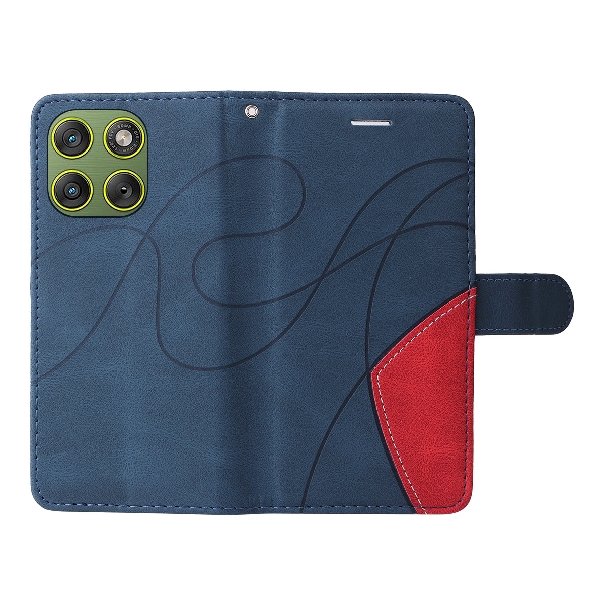 For Motorola Edge 70 5G Leather Phone Case Stand Wallet with Bi-colour Splicing Design - Blue