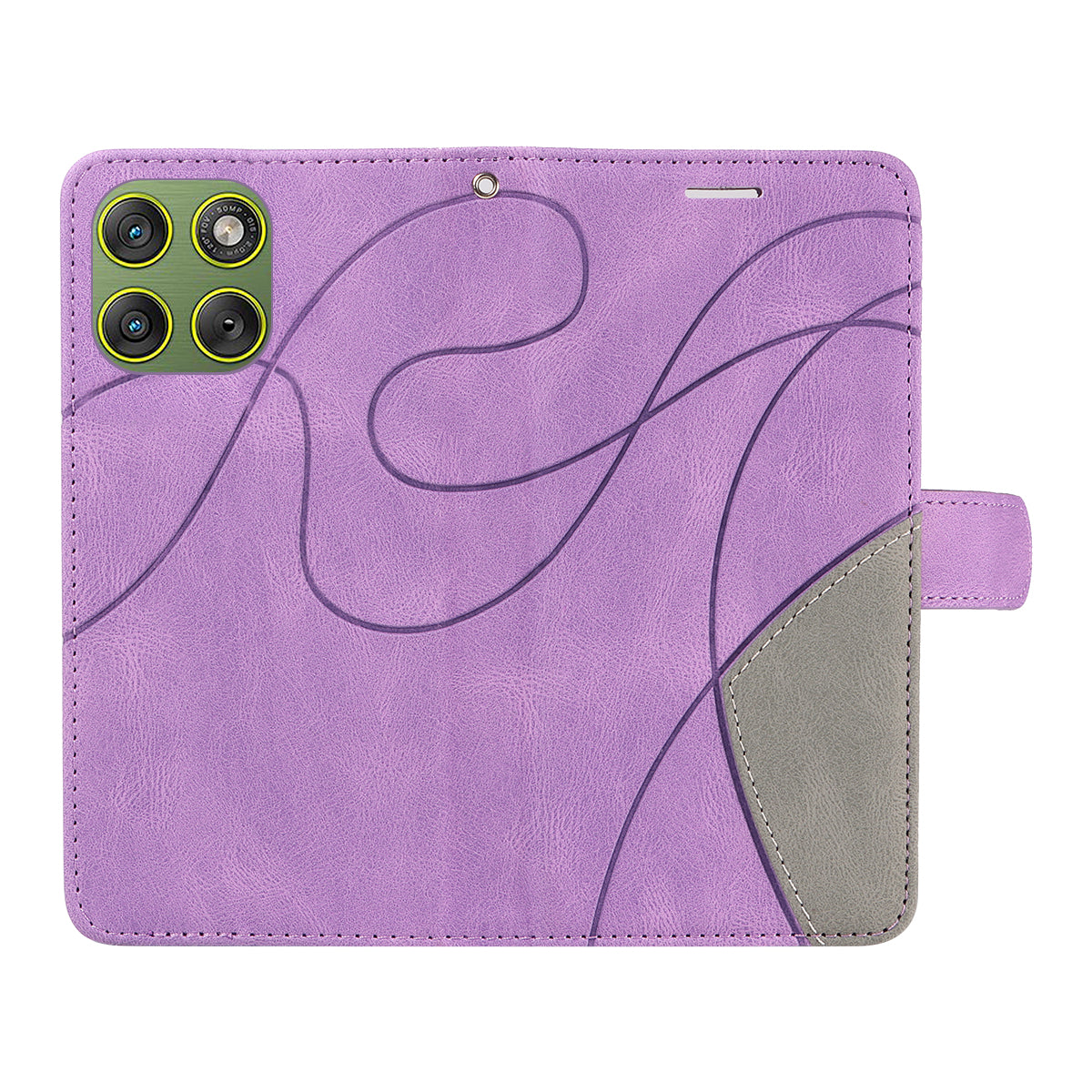 For Motorola Edge 70 5G Leather Phone Case Stand Wallet with Bi-colour Splicing Design - Purple