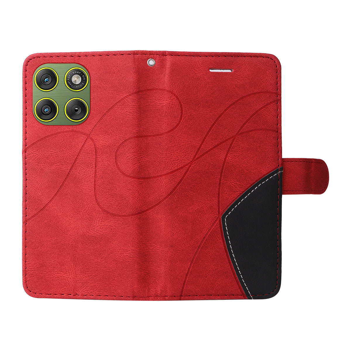For Motorola Edge 70 5G Leather Phone Case Stand Wallet with Bi-colour Splicing Design - Red