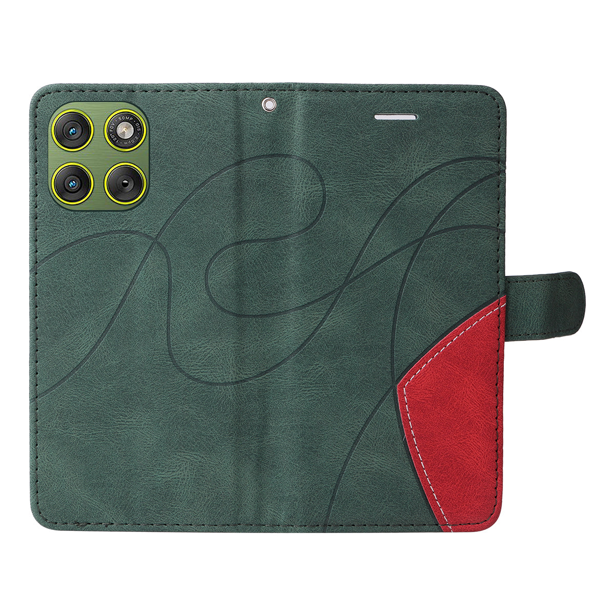 For Motorola Edge 70 5G Leather Phone Case Stand Wallet with Bi-colour Splicing Design - Green