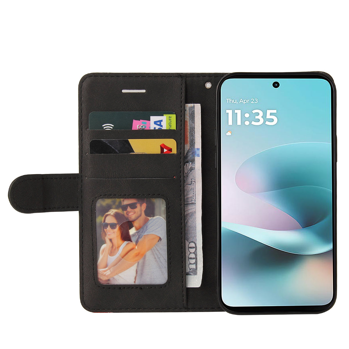 For Motorola Moto G57 Power 5G / Motorola Moto G100 5G (2025) / Motorola Moto G67 Power 5G Leather Phone Case Stand Wallet with Bi-colour Splicing Design - Black