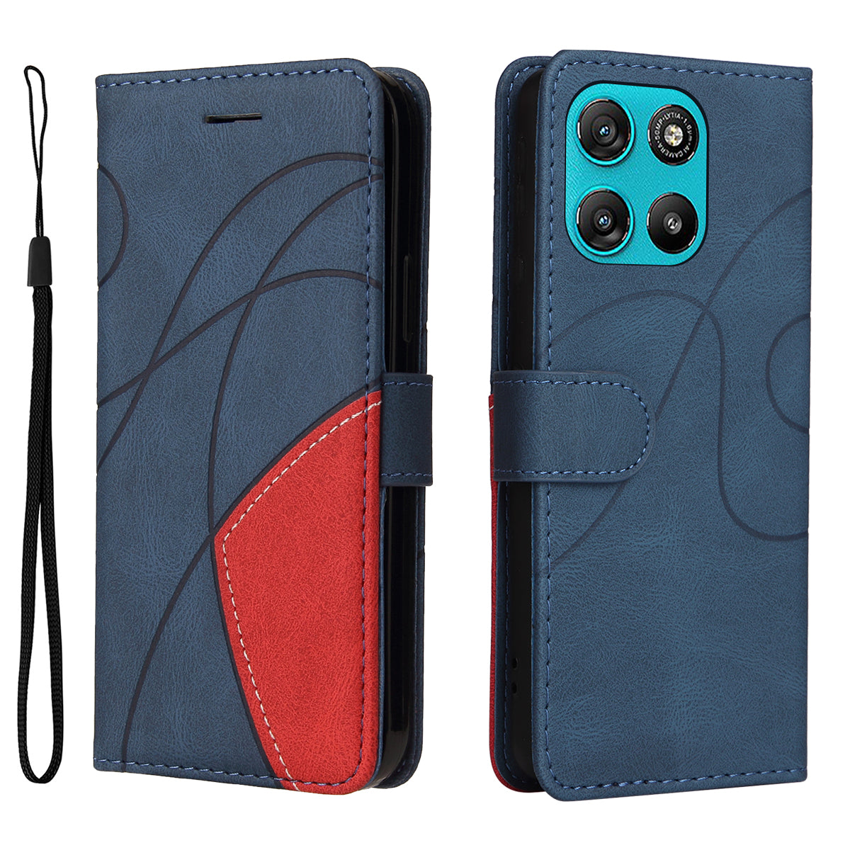 For Motorola Moto G57 Power 5G / Motorola Moto G100 5G (2025) / Motorola Moto G67 Power 5G Leather Phone Case Stand Wallet with Bi-colour Splicing Design - Blue