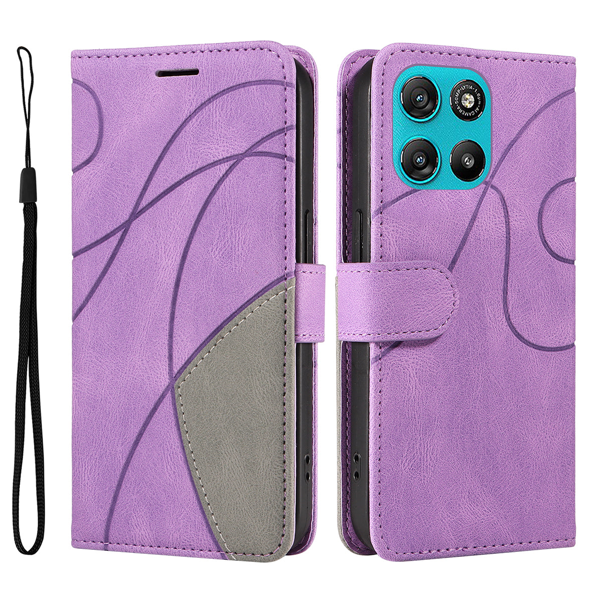 For Motorola Moto G57 Power 5G / Motorola Moto G100 5G (2025) / Motorola Moto G67 Power 5G Leather Phone Case Stand Wallet with Bi-colour Splicing Design - Purple