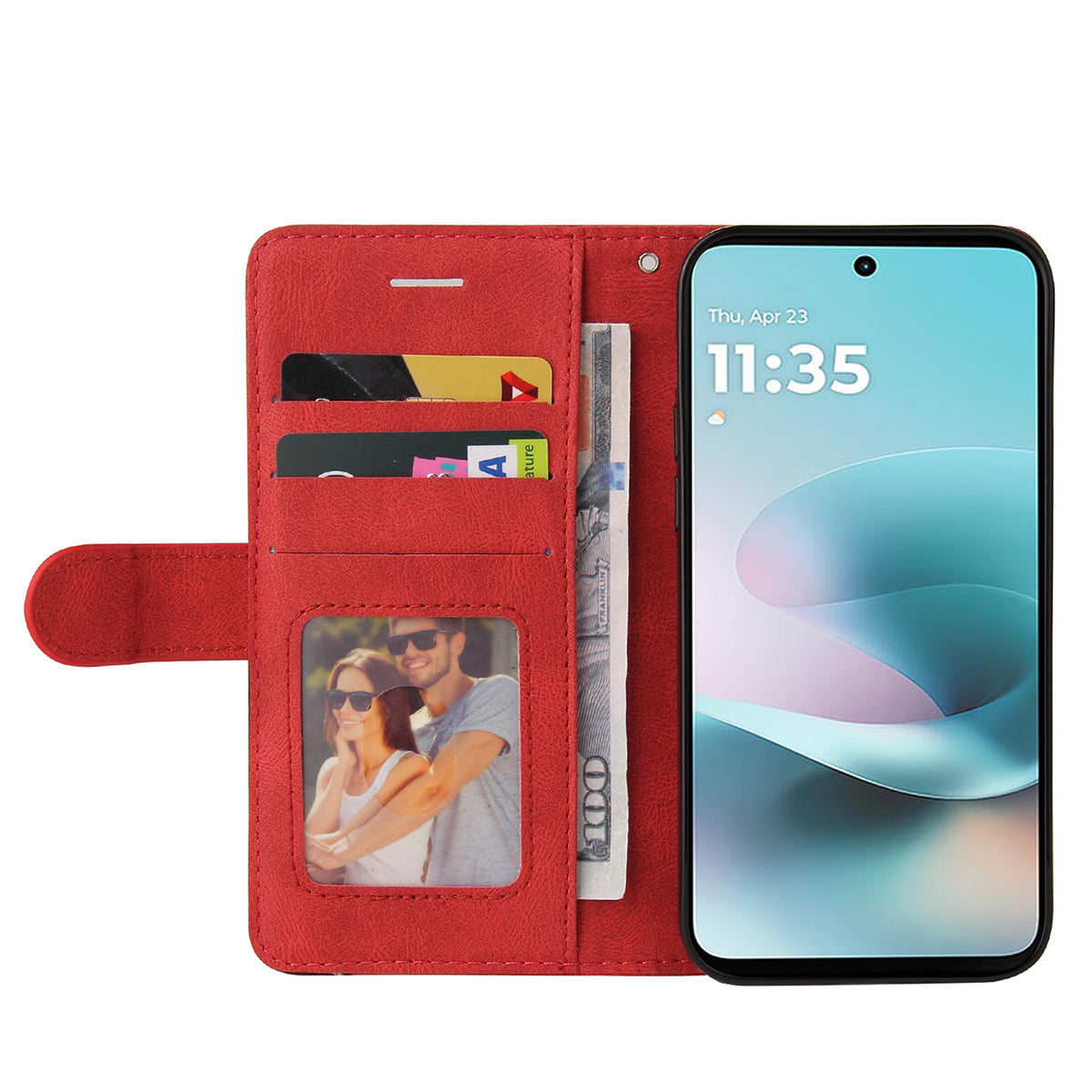 For Motorola Moto G57 Power 5G / Motorola Moto G100 5G (2025) / Motorola Moto G67 Power 5G Leather Phone Case Stand Wallet with Bi-colour Splicing Design - Red