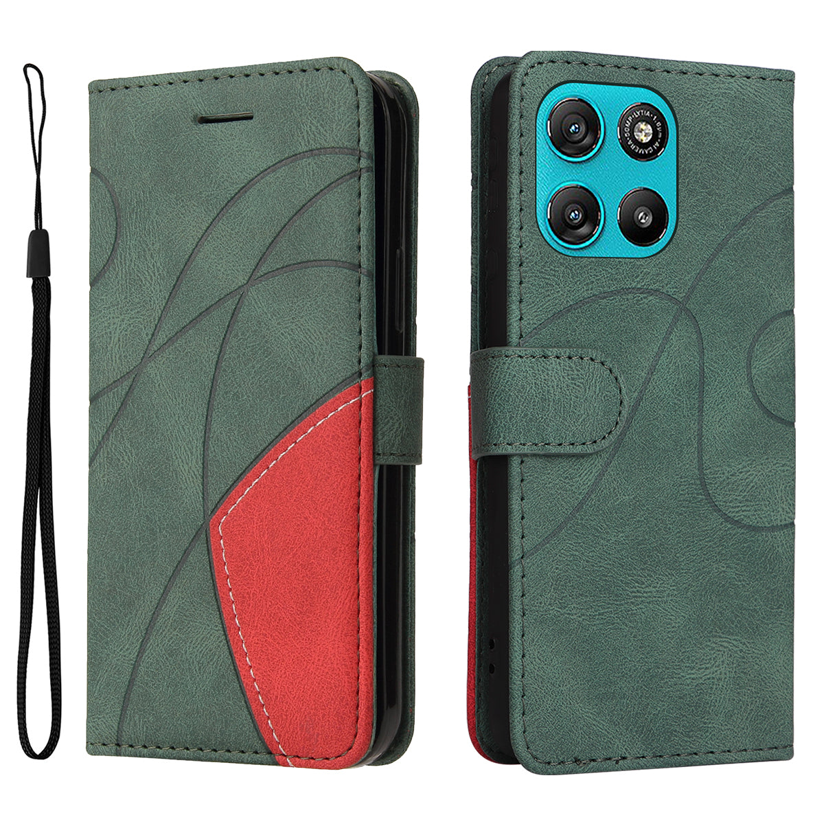 For Motorola Moto G57 Power 5G / Motorola Moto G100 5G (2025) / Motorola Moto G67 Power 5G Leather Phone Case Stand Wallet with Bi-colour Splicing Design - Green