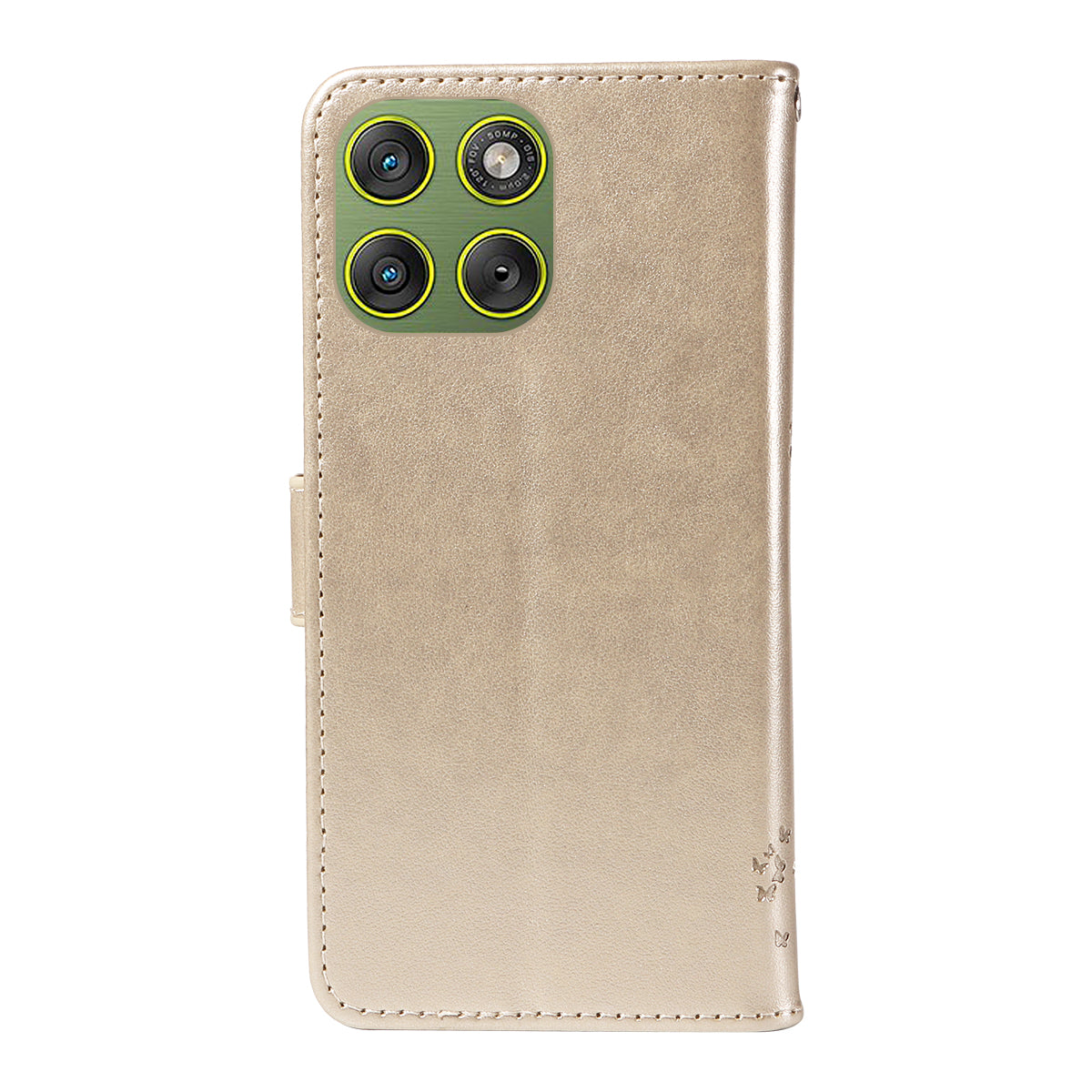 For Motorola Edge 70 5G Phone Case with Stand Cat Tree Pattern Leather Wallet Mobile Cover - Gold