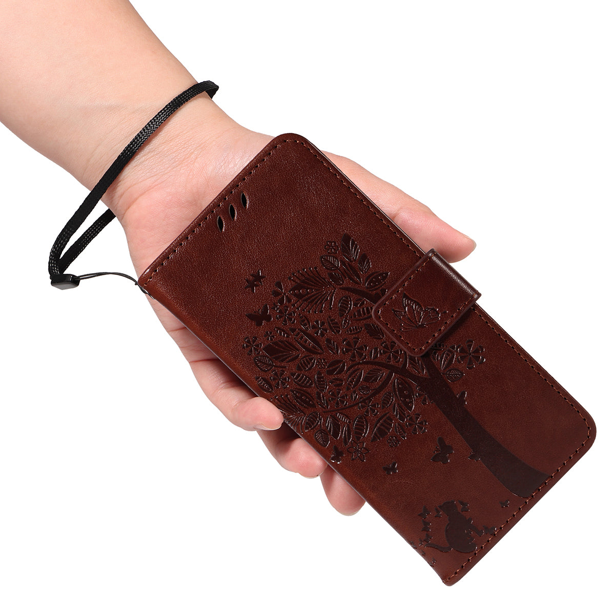 For Motorola Edge 70 5G Phone Case with Stand Cat Tree Pattern Leather Wallet Mobile Cover - Coffee