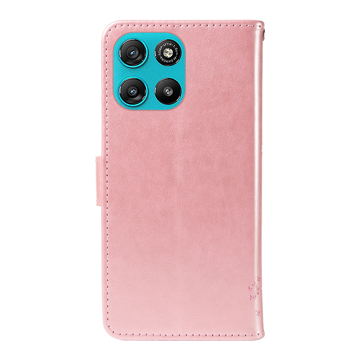 For Motorola Moto G57 Power 5G / Motorola Moto G100 5G (2025) / Motorola Moto G67 Power 5G Phone Case with Stand Cat Tree Pattern Leather Wallet Mobile Cover - Rose Gold