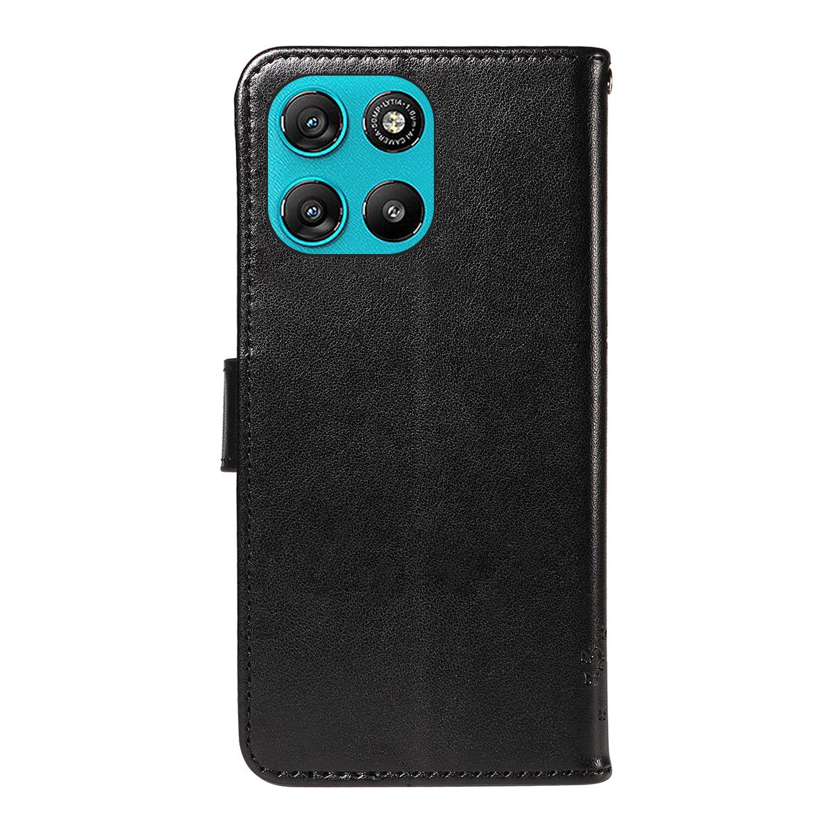 For Motorola Moto G57 Power 5G / Motorola Moto G100 5G (2025) / Motorola Moto G67 Power 5G Phone Case with Stand Cat Tree Pattern Leather Wallet Mobile Cover -  Black