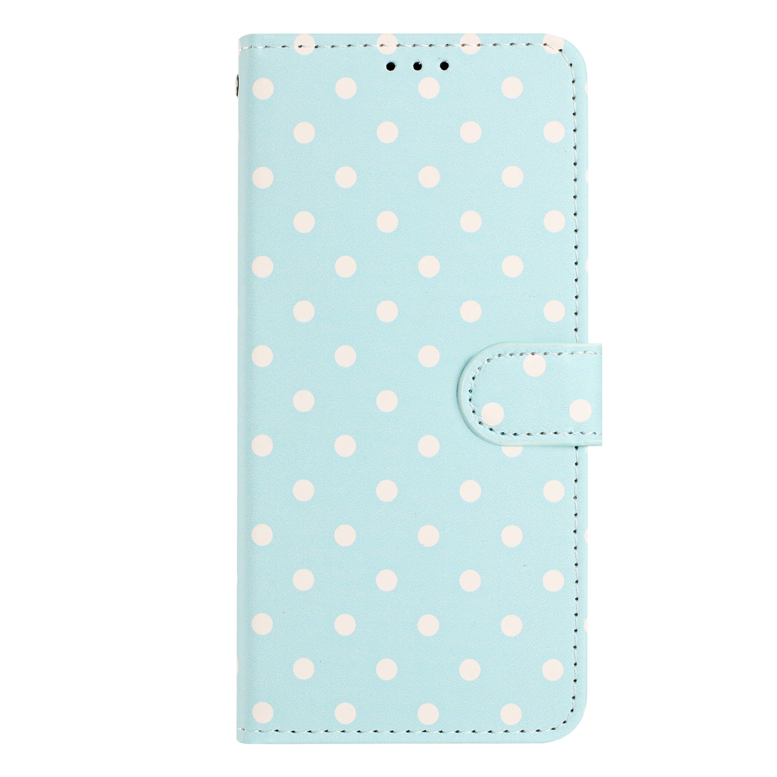 For Motorola Edge 70 5G Leather Case Polka Dot Pattern Wallet Stand Folio Phone Cover - Blue