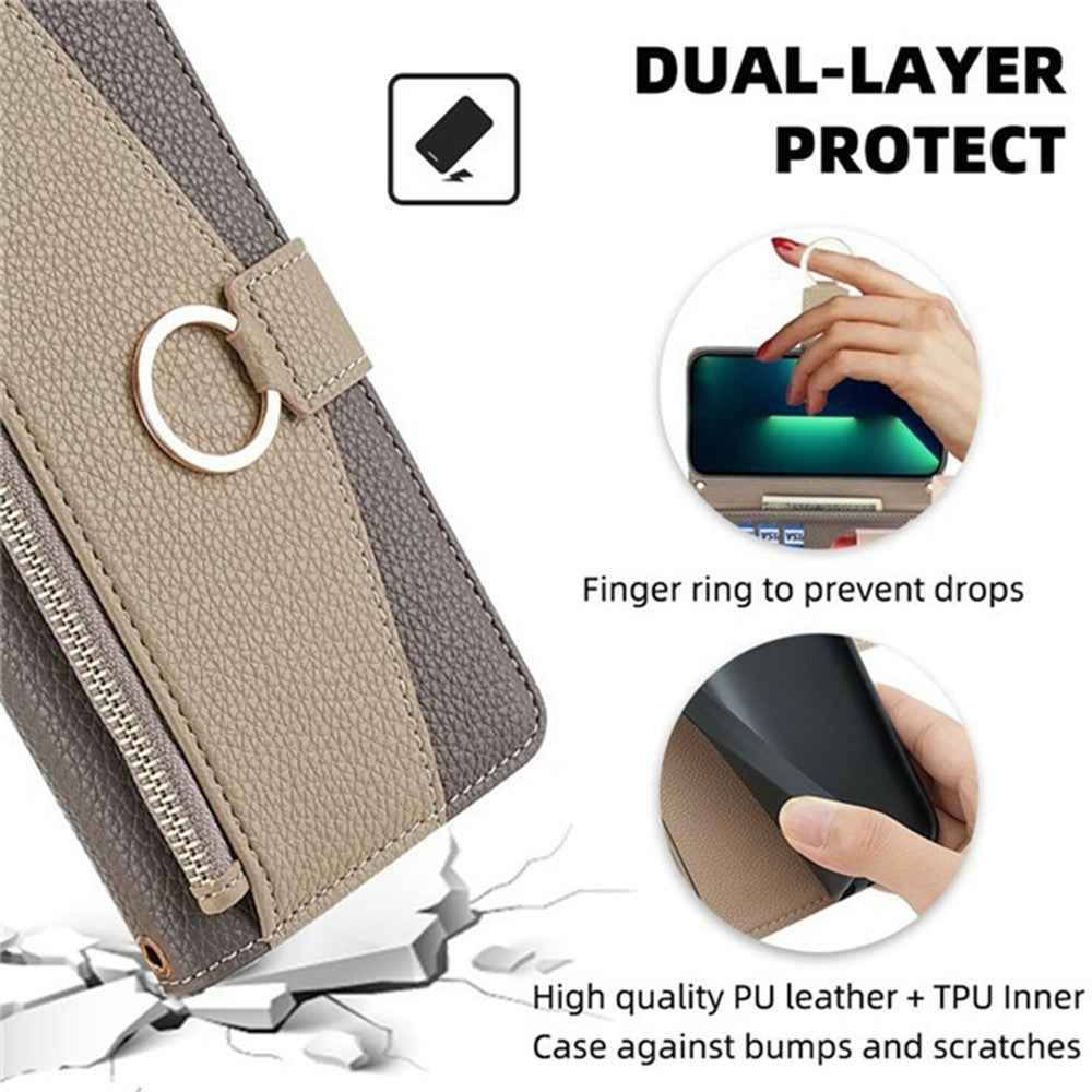 For Xiaomi 17 Pro Case Mirror Wallet Leather Phone Cover with Chain Shoulder Strap - Grey