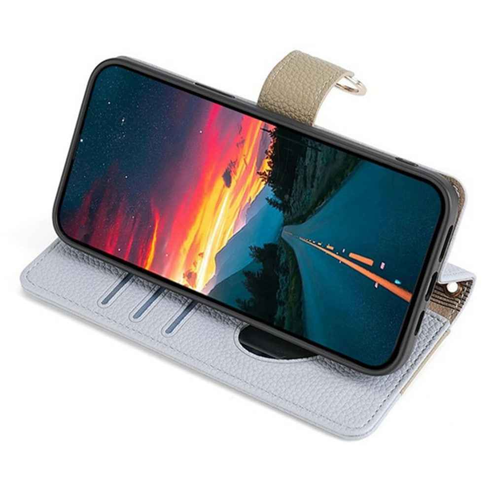 For Xiaomi 17 Pro Case Mirror Wallet Leather Phone Cover with Chain Shoulder Strap - Blue